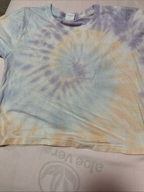 Kids Pastel Tie-Dye Short Sleeve Tee - Purple & Peach